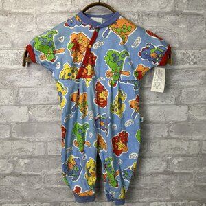 Vintage Colorblock Romper Outfit Little Me Boys 12 M Dinosaur Baseball Made USA